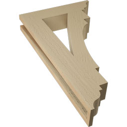 Ekena Millwork - BKTUR035X16X28MRC01RCPR - Timberthane Faux Wood Merced Style Bracket, Traditional Ends, 3 1/2"W x 16"D x 28"H, Primed Tan