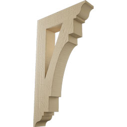 Ekena Millwork - BKTUR035X16X28MRC01RCPR - Timberthane Faux Wood Merced Style Bracket, Traditional Ends, 3 1/2"W x 16"D x 28"H, Primed Tan
