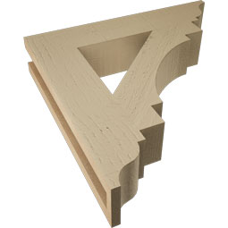 Ekena Millwork - BKTUR035X18X18MRC01RCPR - Timberthane Faux Wood Merced Style Bracket, Traditional Ends, 3 1/2"W x 18"D x 18"H, Primed Tan
