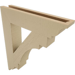 Ekena Millwork - BKTUR035X18X22MRC01RCPR - Timberthane Faux Wood Merced Style Bracket, Traditional Ends, 3 1/2"W x 18"D x 22"H, Primed Tan