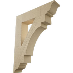 Ekena Millwork - BKTUR035X18X22MRC01RCPR - Timberthane Faux Wood Merced Style Bracket, Traditional Ends, 3 1/2"W x 18"D x 22"H, Primed Tan