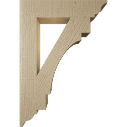 Ekena Millwork - BKTUR035X18X26MRC01RCPR - Timberthane Faux Wood Merced Style Bracket, Traditional Ends, 3 1/2"W x 18"D x 26"H, Primed Tan