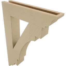 Ekena Millwork - BKTUR035X18X26MRC01RCPR - Timberthane Faux Wood Merced Style Bracket, Traditional Ends, 3 1/2"W x 18"D x 26"H, Primed Tan