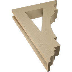 Ekena Millwork - BKTUR035X18X26MRC01RCPR - Timberthane Faux Wood Merced Style Bracket, Traditional Ends, 3 1/2"W x 18"D x 26"H, Primed Tan