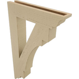 Ekena Millwork - BKTUR035X18X30MRC01RCPR - Timberthane Faux Wood Merced Style Bracket, Traditional Ends, 3 1/2"W x 18"D x 30"H, Primed Tan