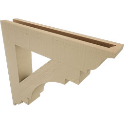 Ekena Millwork - BKTUR035X20X20MRC01RCPR - Timberthane Faux Wood Merced Style Bracket, Traditional Ends, 3 1/2"W x 20"D x 20"H, Primed Tan