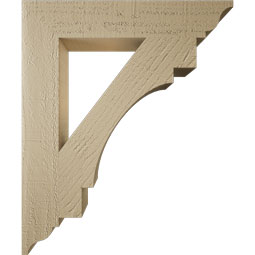 Ekena Millwork - BKTUR035X20X24MRC01RCPR - Timberthane Faux Wood Merced Style Bracket, Traditional Ends, 3 1/2"W x 20"D x 24"H, Primed Tan