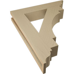 Ekena Millwork - BKTUR035X20X24MRC01RCPR - Timberthane Faux Wood Merced Style Bracket, Traditional Ends, 3 1/2"W x 20"D x 24"H, Primed Tan
