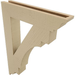Ekena Millwork - BKTUR035X20X28MRC01RCPR - Timberthane Faux Wood Merced Style Bracket, Traditional Ends, 3 1/2"W x 20"D x 28"H, Primed Tan