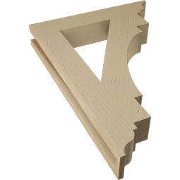Ekena Millwork - BKTUR035X20X28MRC01RCPR - Timberthane Faux Wood Merced Style Bracket, Traditional Ends, 3 1/2"W x 20"D x 28"H, Primed Tan
