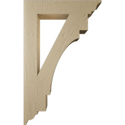 Ekena Millwork - BKTUR035X20X32MRC01RCPR - Timberthane Faux Wood Merced Style Bracket, Traditional Ends, 3 1/2"W x 20"D x 32"H, Primed Tan