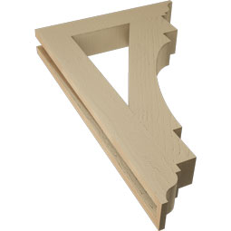 Ekena Millwork - BKTUR035X20X32MRC01RCPR - Timberthane Faux Wood Merced Style Bracket, Traditional Ends, 3 1/2"W x 20"D x 32"H, Primed Tan