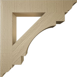 Ekena Millwork - BKTUR035X22X22MRC01RCPR - Timberthane Faux Wood Merced Style Bracket, Traditional Ends, 3 1/2"W x 22"D x 22"H, Primed Tan