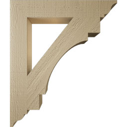Ekena Millwork - BKTUR035X22X26MRC01RCPR - Timberthane Faux Wood Merced Style Bracket, Traditional Ends, 3 1/2"W x 22"D x 26"H, Primed Tan