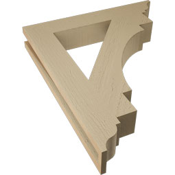 Ekena Millwork - BKTUR035X22X26MRC01RCPR - Timberthane Faux Wood Merced Style Bracket, Traditional Ends, 3 1/2"W x 22"D x 26"H, Primed Tan