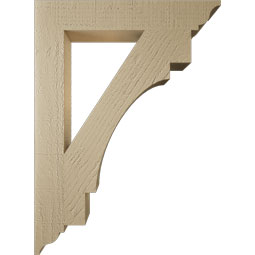 Ekena Millwork - BKTUR035X22X30MRC01RCPR - Timberthane Faux Wood Merced Style Bracket, Traditional Ends, 3 1/2"W x 22"D x 30"H, Primed Tan