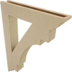 Ekena Millwork - BKTUR035X22X30MRC01RCPR - Timberthane Faux Wood Merced Style Bracket, Traditional Ends, 3 1/2"W x 22"D x 30"H, Primed Tan