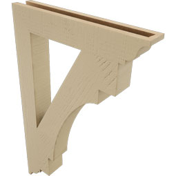 Ekena Millwork - BKTUR035X22X34MRC01RCPR - Timberthane Faux Wood Merced Style Bracket, Traditional Ends, 3 1/2"W x 22"D x 34"H, Primed Tan