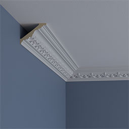 Ekena Millwork - MLD02X03X04EM - Endurathane Empire Crown Moulding, 2 3/8"H x 3 1/8"P x 3 3/4"F x 94 1/2"L, (2 7/8" Repeat), Factory Primed