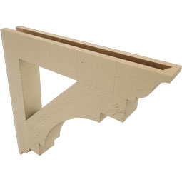 Ekena Millwork - BKTUR035X24X24MRC01RCPR - Timberthane Faux Wood Merced Style Bracket, Traditional Ends, 3 1/2"W x 24"D x 24"H, Primed Tan