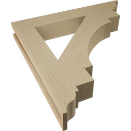 Ekena Millwork - BKTUR035X24X24MRC01RCPR - Timberthane Faux Wood Merced Style Bracket, Traditional Ends, 3 1/2"W x 24"D x 24"H, Primed Tan