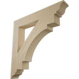 Ekena Millwork - BKTUR035X24X24MRC01RCPR - Timberthane Faux Wood Merced Style Bracket, Traditional Ends, 3 1/2"W x 24"D x 24"H, Primed Tan
