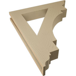 Ekena Millwork - BKTUR035X24X28MRC01RCPR - Timberthane Faux Wood Merced Style Bracket, Traditional Ends, 3 1/2"W x 24"D x 28"H, Primed Tan