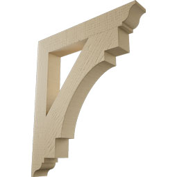 Ekena Millwork - BKTUR035X24X28MRC01RCPR - Timberthane Faux Wood Merced Style Bracket, Traditional Ends, 3 1/2"W x 24"D x 28"H, Primed Tan