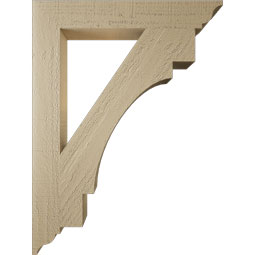Ekena Millwork - BKTUR035X24X32MRC01RCPR - Timberthane Faux Wood Merced Style Bracket, Traditional Ends, 3 1/2"W x 24"D x 32"H, Primed Tan