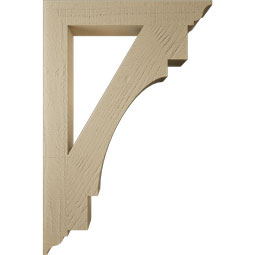 Ekena Millwork - BKTUR035X24X36MRC01RCPR - Timberthane Faux Wood Merced Style Bracket, Traditional Ends, 3 1/2"W x 24"D x 36"H, Primed Tan