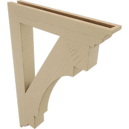 Ekena Millwork - BKTUR035X24X36MRC01RCPR - Timberthane Faux Wood Merced Style Bracket, Traditional Ends, 3 1/2"W x 24"D x 36"H, Primed Tan
