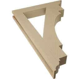 Ekena Millwork - BKTUR035X24X36MRC01RCPR - Timberthane Faux Wood Merced Style Bracket, Traditional Ends, 3 1/2"W x 24"D x 36"H, Primed Tan
