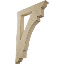 Ekena Millwork - BKTUR035X24X36MRC01RCPR - Timberthane Faux Wood Merced Style Bracket, Traditional Ends, 3 1/2"W x 24"D x 36"H, Primed Tan
