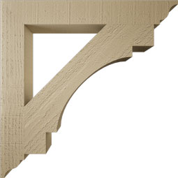 Ekena Millwork - BKTUR035X26X26MRC01RCPR - Timberthane Faux Wood Merced Style Bracket, Traditional Ends, 3 1/2"W x 26"D x 26"H, Primed Tan