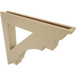 Ekena Millwork - BKTUR035X26X26MRC01RCPR - Timberthane Faux Wood Merced Style Bracket, Traditional Ends, 3 1/2"W x 26"D x 26"H, Primed Tan