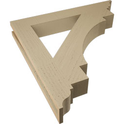 Ekena Millwork - BKTUR035X26X26MRC01RCPR - Timberthane Faux Wood Merced Style Bracket, Traditional Ends, 3 1/2"W x 26"D x 26"H, Primed Tan