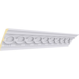 Ekena Millwork - MLD03X03X04FO - Endurathane Foster Coin & Bead Crown Moulding, 3 1/8"H x 3 1/8"P x 4 1/4"F x 94 1/2"L, (1 7/8" Repeat), Factory Primed