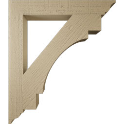 Ekena Millwork - BKTUR035X26X30MRC01RCPR - Timberthane Faux Wood Merced Style Bracket, Traditional Ends, 3 1/2"W x 26"D x 30"H, Primed Tan