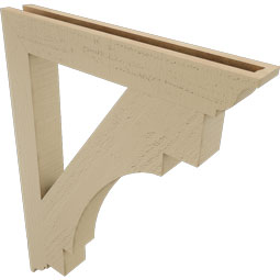 Ekena Millwork - BKTUR035X26X34MRC01RCPR - Timberthane Faux Wood Merced Style Bracket, Traditional Ends, 3 1/2"W x 26"D x 34"H, Primed Tan