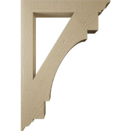 Ekena Millwork - BKTUR035X26X38MRC01RCPR - Timberthane Faux Wood Merced Style Bracket, Traditional Ends, 3 1/2"W x 26"D x 38"H, Primed Tan