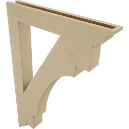 Ekena Millwork - BKTUR035X26X38MRC01RCPR - Timberthane Faux Wood Merced Style Bracket, Traditional Ends, 3 1/2"W x 26"D x 38"H, Primed Tan