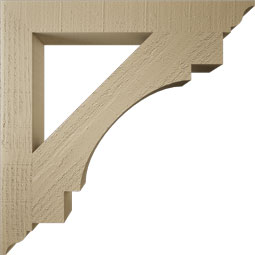 Ekena Millwork - BKTUR035X28X28MRC01RCPR - Timberthane Faux Wood Merced Style Bracket, Traditional Ends, 3 1/2"W x 28"D x 28"H, Primed Tan