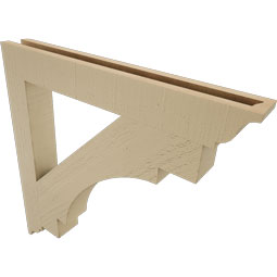 Ekena Millwork - BKTUR035X28X28MRC01RCPR - Timberthane Faux Wood Merced Style Bracket, Traditional Ends, 3 1/2"W x 28"D x 28"H, Primed Tan