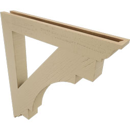 Ekena Millwork - BKTUR035X28X32MRC01RCPR - Timberthane Faux Wood Merced Style Bracket, Traditional Ends, 3 1/2"W x 28"D x 32"H, Primed Tan