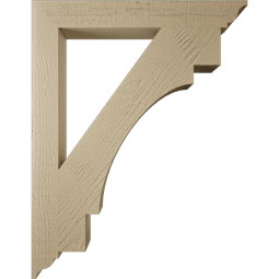 Ekena Millwork - BKTUR035X28X36MRC01RCPR - Timberthane Faux Wood Merced Style Bracket, Traditional Ends, 3 1/2"W x 28"D x 36"H, Primed Tan