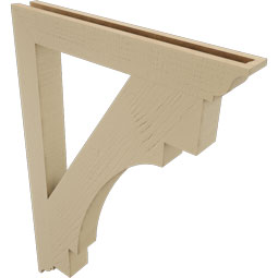 Ekena Millwork - BKTUR035X28X40MRC01RCPR - Timberthane Faux Wood Merced Style Bracket, Traditional Ends, 3 1/2"W x 28"D x 40"H, Primed Tan