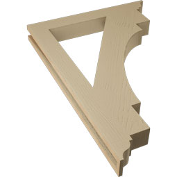 Ekena Millwork - BKTUR035X28X40MRC01RCPR - Timberthane Faux Wood Merced Style Bracket, Traditional Ends, 3 1/2"W x 28"D x 40"H, Primed Tan