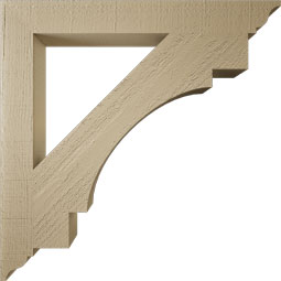 Ekena Millwork - BKTUR035X30X30MRC01RCPR - Timberthane Faux Wood Merced Style Bracket, Traditional Ends, 3 1/2"W x 30"D x 30"H, Primed Tan