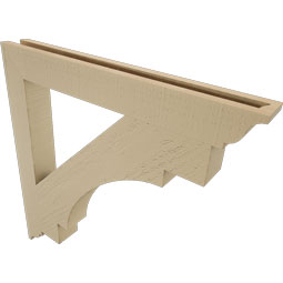 Ekena Millwork - BKTUR035X30X30MRC01RCPR - Timberthane Faux Wood Merced Style Bracket, Traditional Ends, 3 1/2"W x 30"D x 30"H, Primed Tan