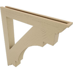 Ekena Millwork - BKTUR035X30X34MRC01RCPR - Timberthane Faux Wood Merced Style Bracket, Traditional Ends, 3 1/2"W x 30"D x 34"H, Primed Tan
